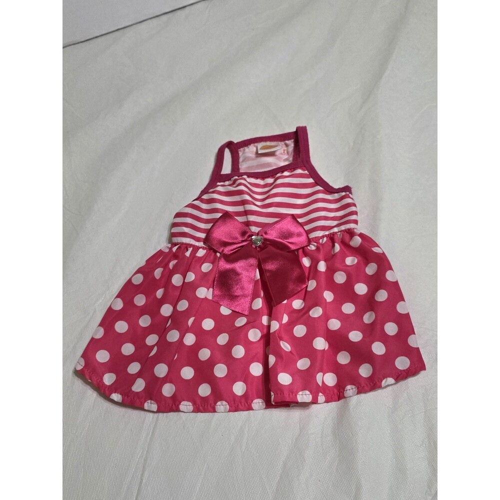 Simply Dog Pink & White Stripes & Polka Dot Dog Dress Size Small